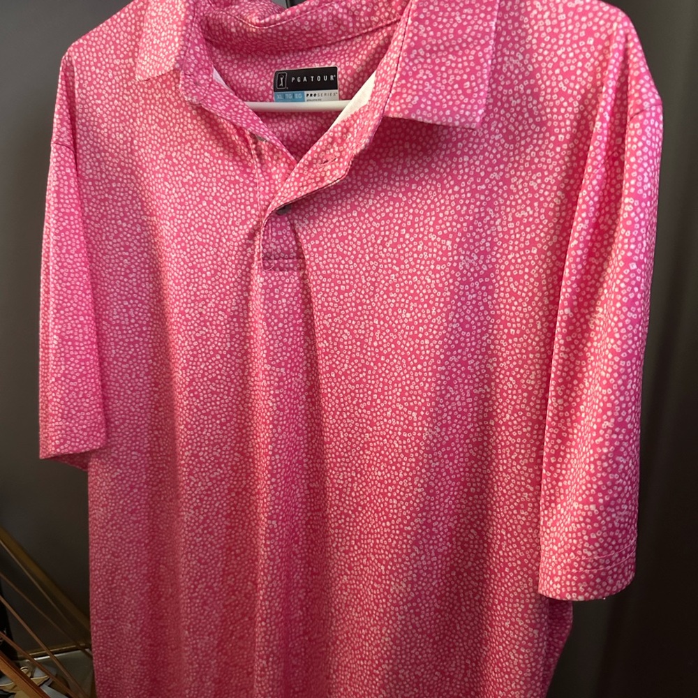 PGA tour Men's Pink Patterned Shirt